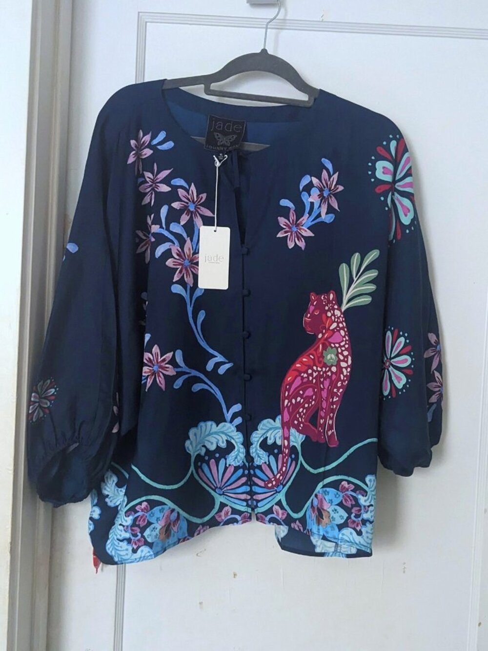 NWT Johnny Was Harlyn Button Front Silk-Blend Blouse Leana Color Size XL - Picture 3 of 8